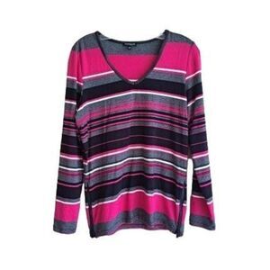 Conrad C Women's Multicolor Stripes Side Zippered Long Sleeve Top Size M